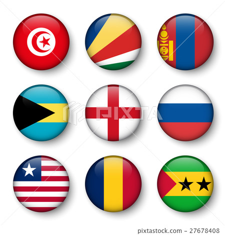 Set of world flags round badges  27678408