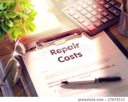 Clipboard with Repair Costs Concept. 3D. 27678531