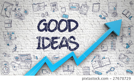 Good Ideas Drawn on White Wall. Good Ideas Drawn on White Wall. 27678729