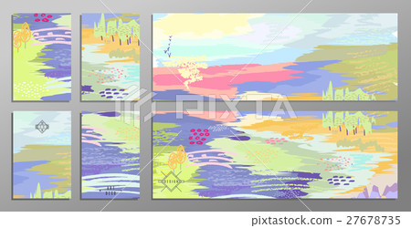 Set of abstract hand draw creative universal cards 27678735