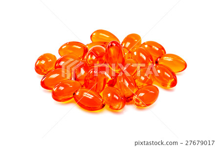 Red supplement capsules isolated on white Red supplement capsules isolated on white 27679017