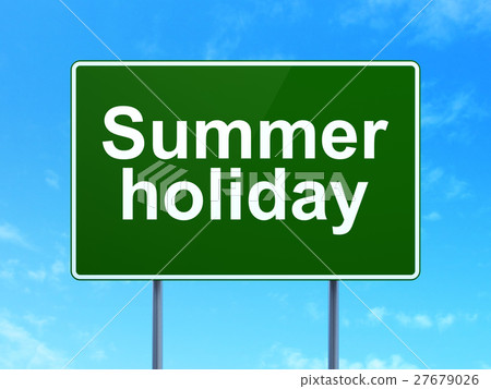 Vacation concept: Summer Holiday on road sign - Stock Illustration ...