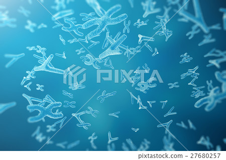 Chromosomes on scientific background. Life and 27680257