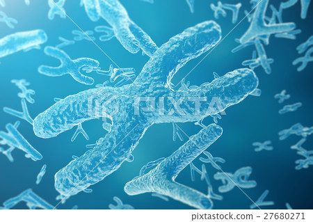 Chromosomes on scientific background. Life and 27680271
