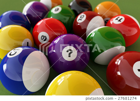 Group of billiard balls with numbers. (Pool). Group of billiard balls with numbers. (Pool). 27681274