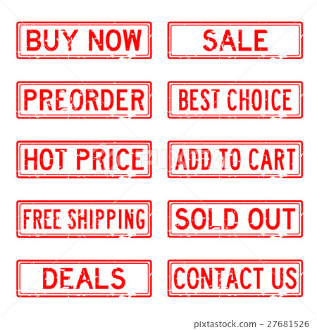 Set of red commerce stamp for shopping business Set of red commerce stamp for shopping business 27681526