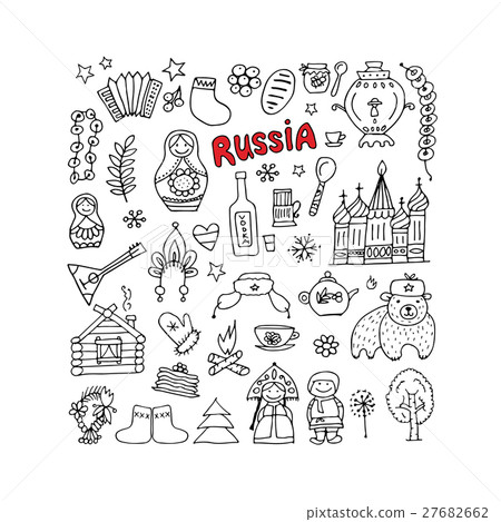 Russia, icons collection. Sketch for your design Russia, icons collection. Sketch for your design 27682662