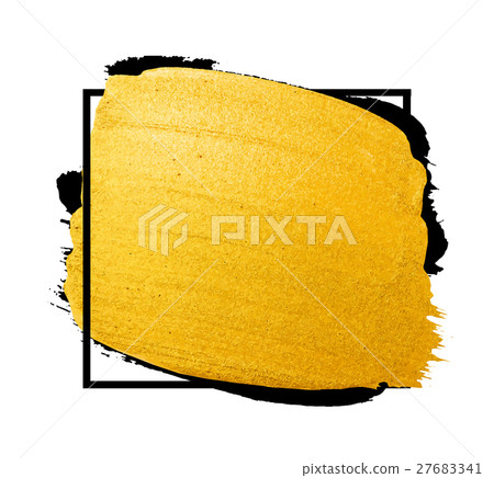 Vector golden brush stroke. Watercolor texture 27683341