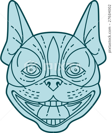 Boston Terrier Laughing Circle Mono Line Boston Terrier Laughing Circle Mono Line 27684002