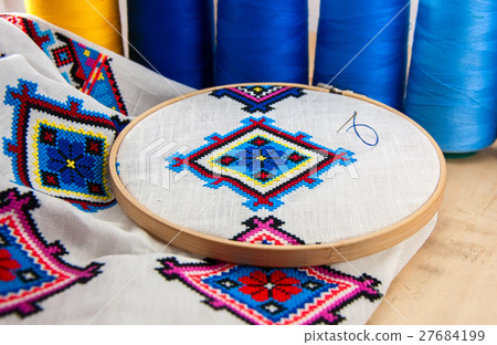 Slavic geometric pattern embroidered stitch cross 27684199