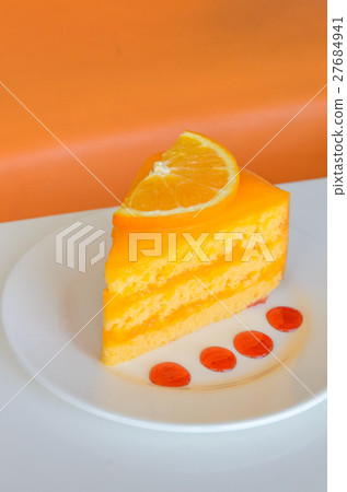 Orange Cake on white table 27684941