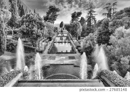 Aerial view of Villa d'Este, Tivoli, Italy 27685148