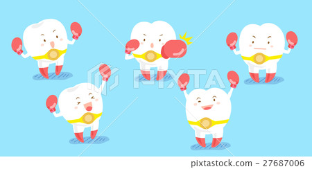 cute cartoon tooth wear boxing 27687006