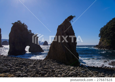 靜岡縣西伊豆町 浮島海岸的怪石 照片素材 圖片 圖庫