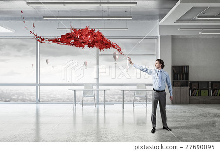 Businessman with aerosol can Businessman with aerosol can 27690095