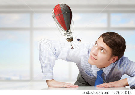 Businessman peep from under table Businessman peep from under table 27691015