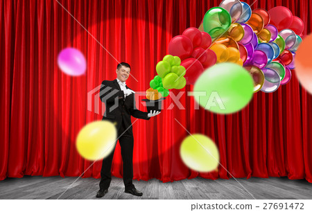 Businessman demonstrating magic 27691472