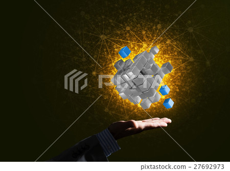 Idea of new technologies and integration presented by cube figure Idea of new technologies and integration presented by cube figure 27692973