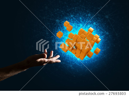 Idea of new technologies and integration presented by cube figure Idea of new technologies and integration presented by cube figure 27693803