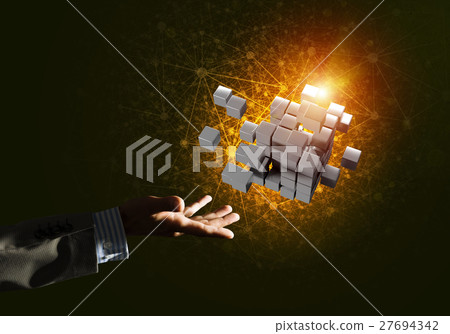 Idea of new technologies and integration presented by cube figure Idea of new technologies and integration presented by cube figure 27694342