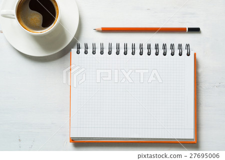 Coffee with notepad and pen 27695006