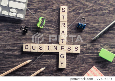 Conceptual business keywords on table with elements of game maki Conceptual business keywords on table with elements of game maki 27695283