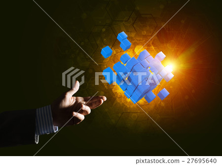 Idea of new technologies and integration presented by cube figure 27695640