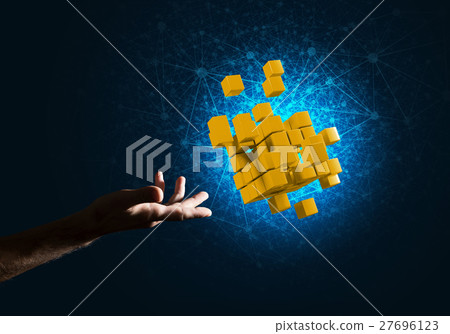 Idea of new technologies and integration presented by cube figure Idea of new technologies and integration presented by cube figure 27696123