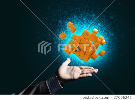 Idea of new technologies and integration presented by cube figure Idea of new technologies and integration presented by cube figure 27696245