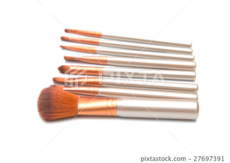 Set of makeup brushes isolated on white background Set of makeup brushes isolated on white background 27697391