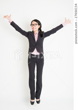 Asian businesswoman jumping 27698134