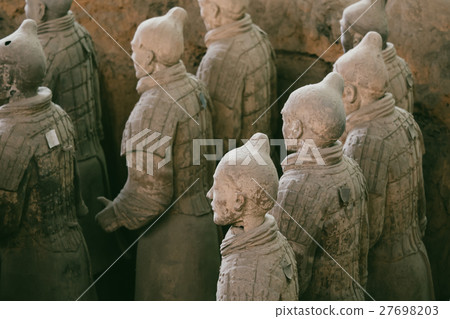 Terracotta Army soldier sculptures in Xian, China Terracotta Army soldier sculptures in Xian, China 27698203