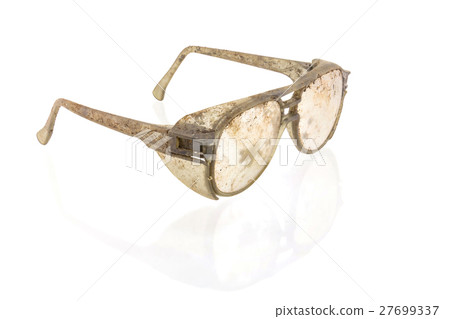 old plastic glasses isolated on a white background 27699337