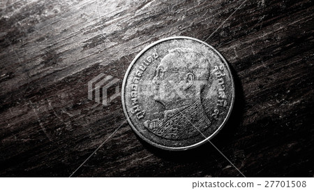 Thai Baht Coin with lighting reflected, Still life Thai Baht Coin with lighting reflected, Still life 27701508