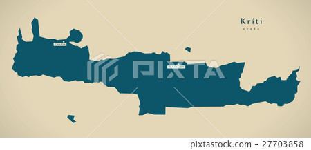 Modern Map - Kriti Greece GR illustration 27703858