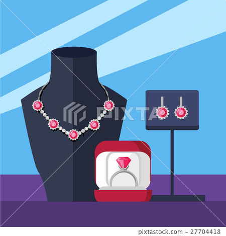 Jewelry Set Necklace, Ring and Earrings Isolated Jewelry Set Necklace, Ring and Earrings Isolated 27704418