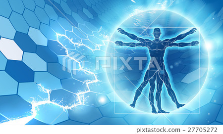 Vitruvian Man Hexagon Background 27705272
