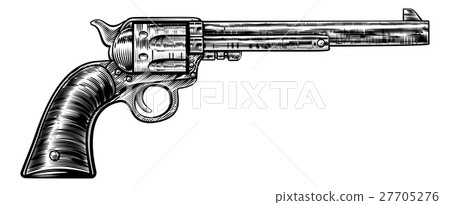 Pistol Gun Vintage Retro Woodcut Style 27705276
