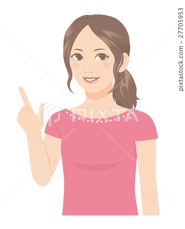 Women's facial expression finger pointing Women's facial expression finger pointing 27705953