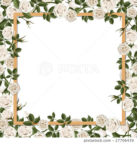 frame overgrown blossom rose flowers 27706439