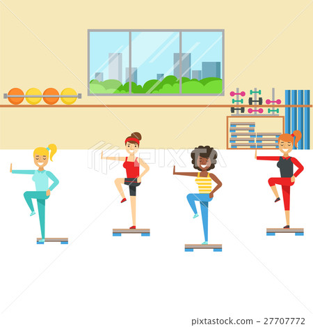 Aerobics Class With Step Equipment , Member Of The Aerobics Class With Step Equipment , Member Of The 27707772