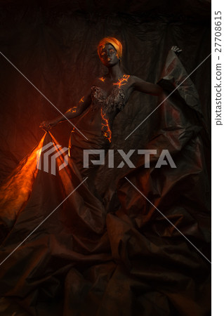 Portrait of a beautiful woman with body painting Portrait of a beautiful woman with body painting 27708615