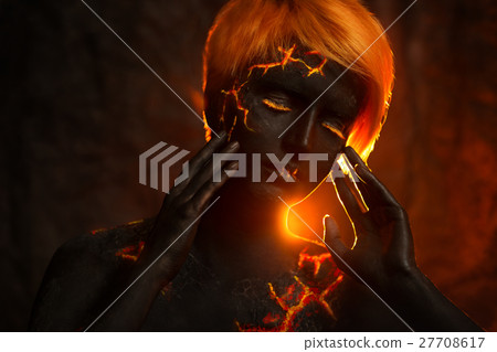 Portrait of a beautiful woman with body painting Portrait of a beautiful woman with body painting 27708617