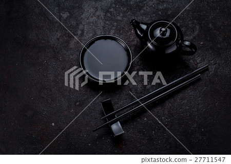 Set for sushi and tea and dark concrete background Set for sushi and tea and dark concrete background 27711547