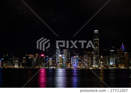 Hong Kong Central Harbor view by night 27711807