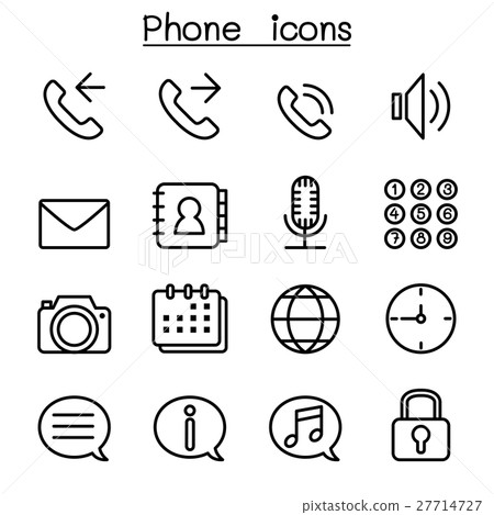 Phone icon set in thin line style 27714727