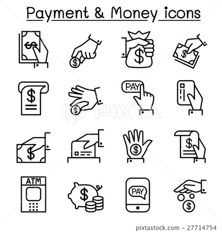 Payment & money icon set in thin line style 27714754