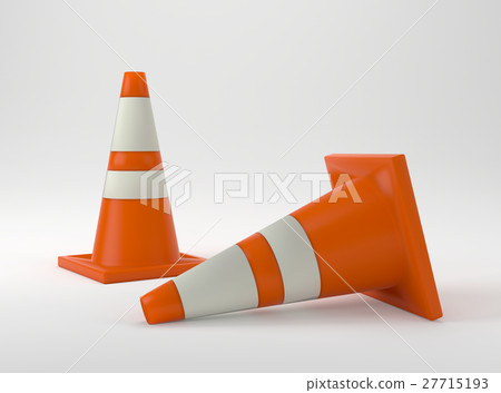 orange construction cone on white 3D illustration orange construction cone on white 3D illustration 27715193