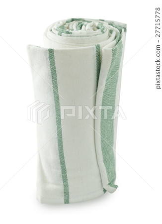White and Green Kitchen Towel on White Background White and Green Kitchen Towel on White Background 27715778