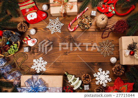 Christmas gift box, food decor and fir tree branch Christmas gift box, food decor and fir tree branch 27715844